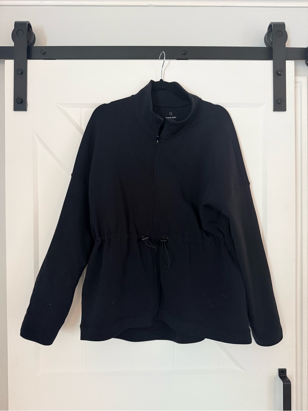 Sweaty Betty Women's Black Zip-Front Drawstring Jacket- size Large